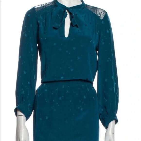 Zadig & Voltaire Riche Jac Deluxe Silk Space Star Print Blue Dress XS - Picture 1 of 10